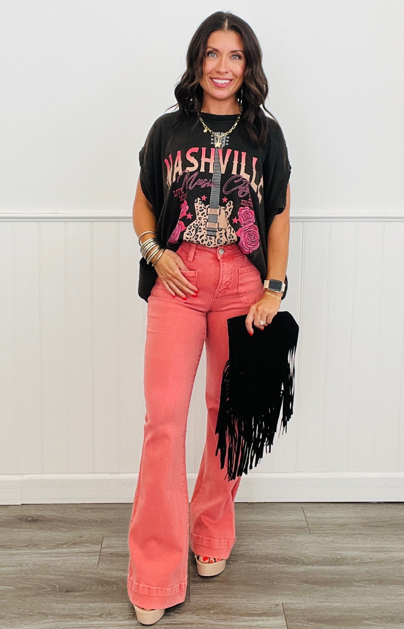 Peach Blossom Bell Bottom Pants (Reg & Plus)