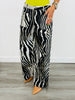 Black Zebra Print Zip Fly Pants (Reg.)