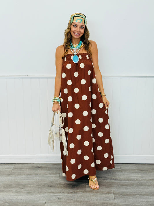 Brown Polka Dot Maxi Dress (Reg.)