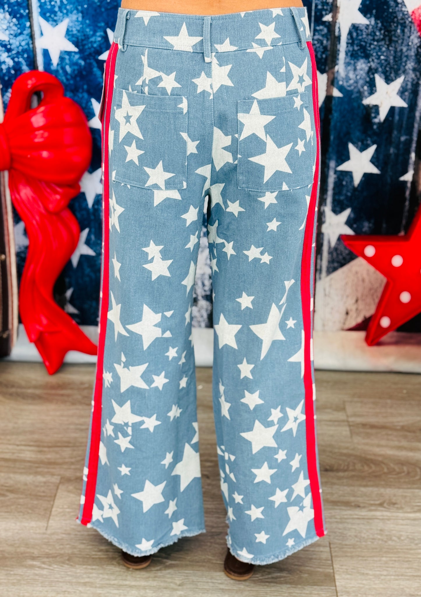 Light Denim Stripe & Stars Zip Fly Pants (Reg.)
