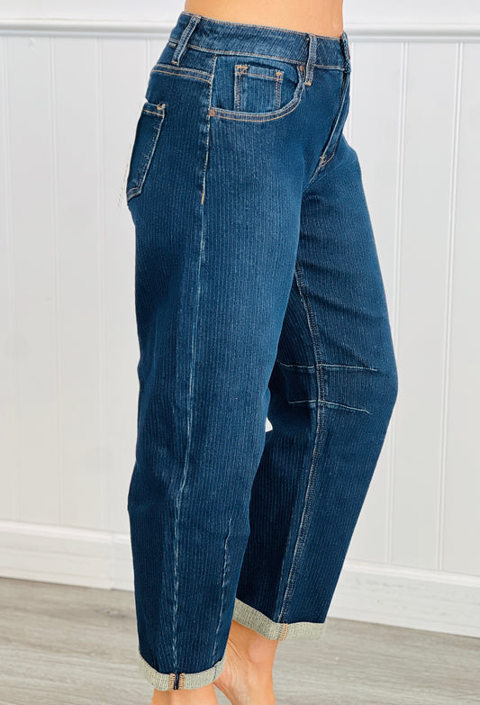 Risen Slouchy Crop Barrel Textured Jeans (Reg & Plus)