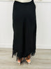 Black Lace Trim Asymmetrical Hem Midi Skirt (Reg. and Plus)