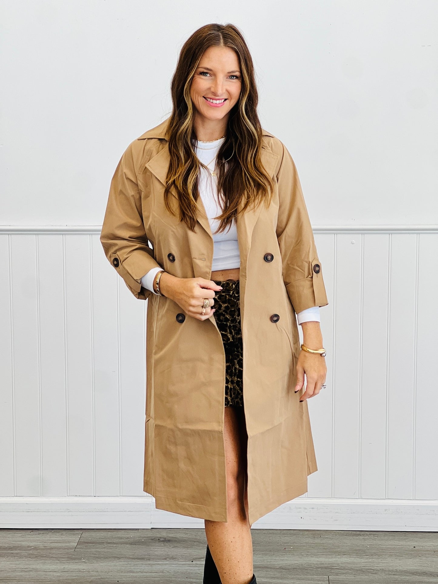 Belted Lapel Collar Trench Coat (Reg & Plus)-3 Colors