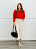 Red Contrast Collar Sweater Top (Reg. and Plus)