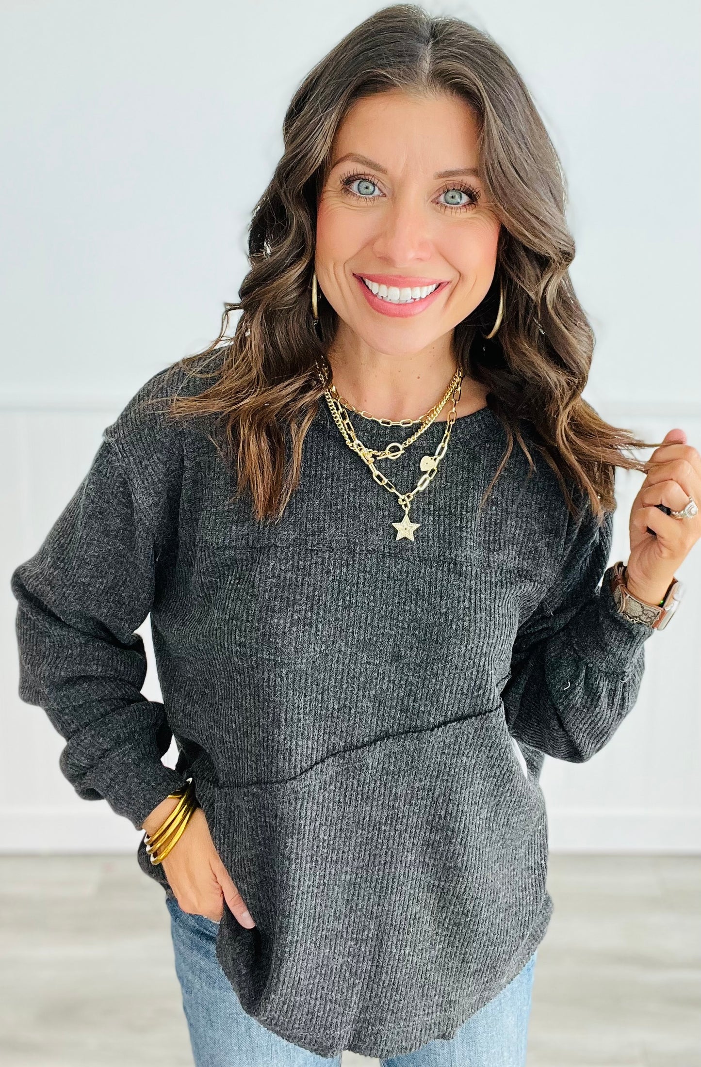 Andree Ribbed Long Sleeve Tunic Top (Reg. and Plus) - 6 Colors