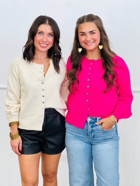 Button Down Sweater Cardigan (Reg.)- 2 Colors