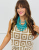 POL Ivory/Mocha Crochet Squares Sweater Tank (One Size)