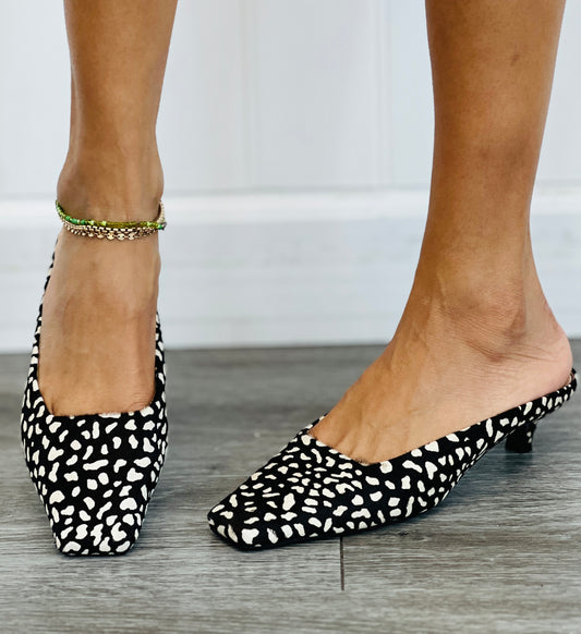 Black Spotted Chic Kitten Heels