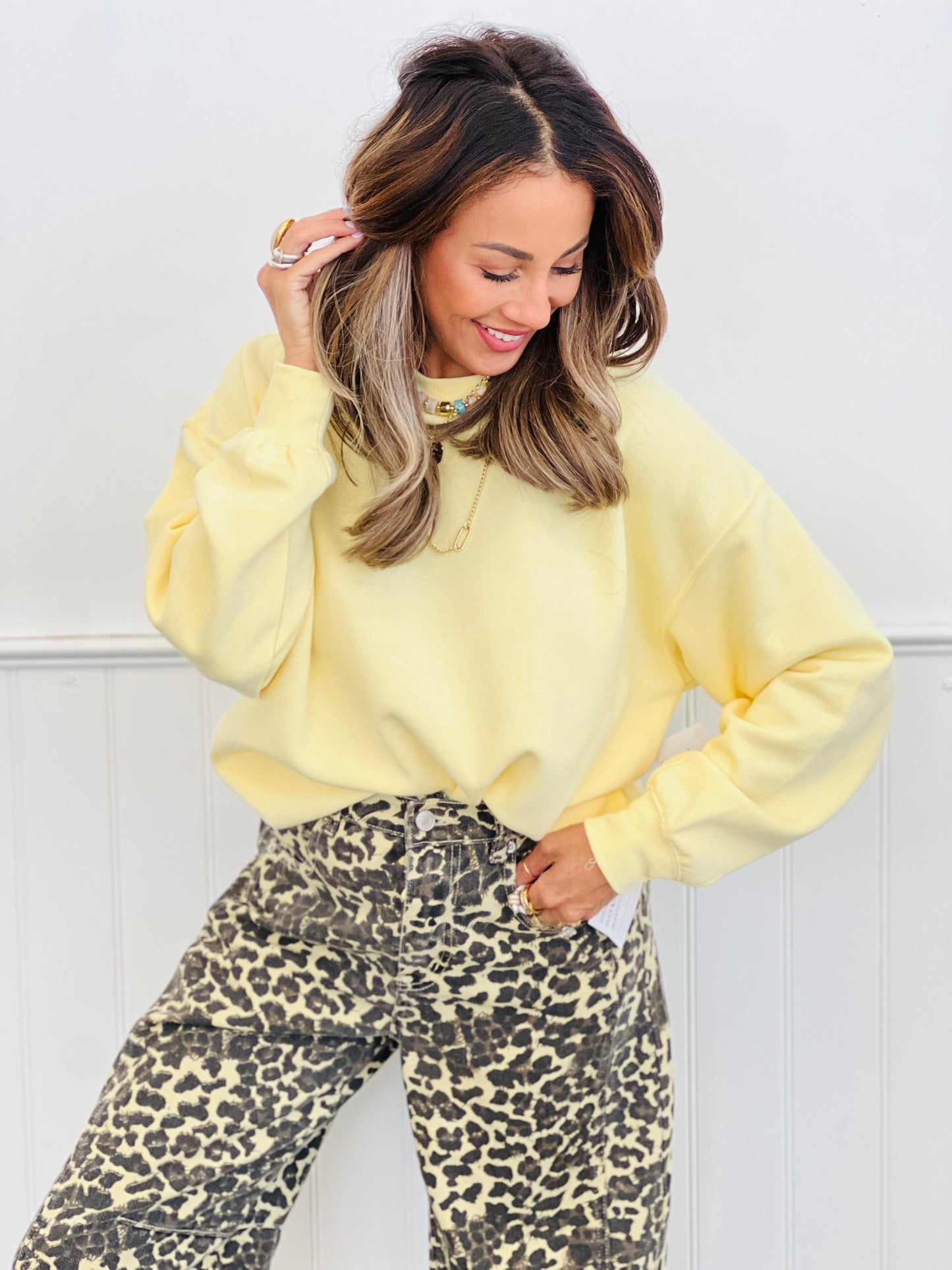 Light Yellow Fleece Lined Sweatshirt (Reg.)