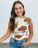 Cow Print Asymmetric Reaction Sweater Top (Reg.)