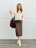 Chocolate Checkered Midi Skirt (Reg. & Plus)