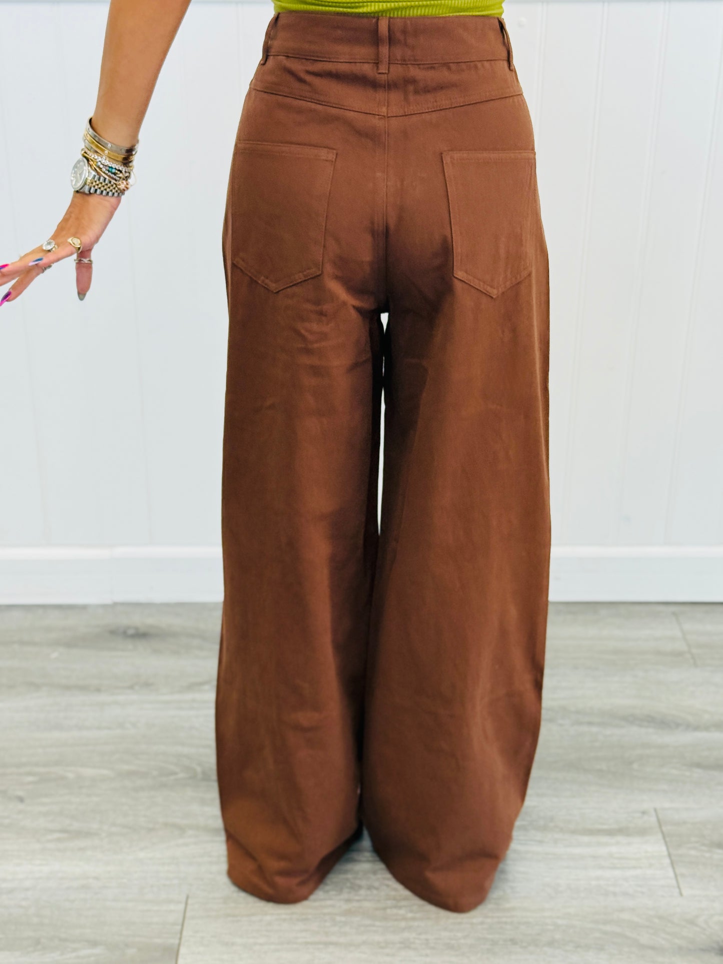 Queen Of Sparkles Brown Multi Sequin Flower Wide Leg Jeans (Reg. and Plus)