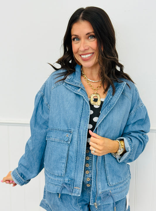 Risen Medium Denim Cargo Jacket (Reg & Plus)