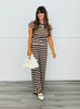 Brown/White Stripe Pleated Pants (Reg.)