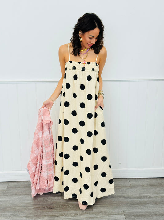 Cream Polka Dot Maxi Dress (Reg.)