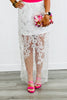 White Sheer Beaded Floral Maxi Skirt (Reg.)