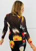 Black/Red Floral LS Mesh Top (Reg. and Plus)