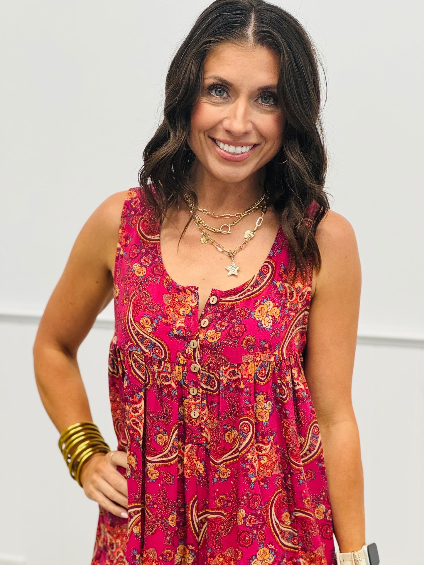 Magenta Challis Jumpsuit (Reg. and Plus)