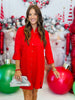 Red Rhinestone Button Down Mini Dress (Reg. and Plus)