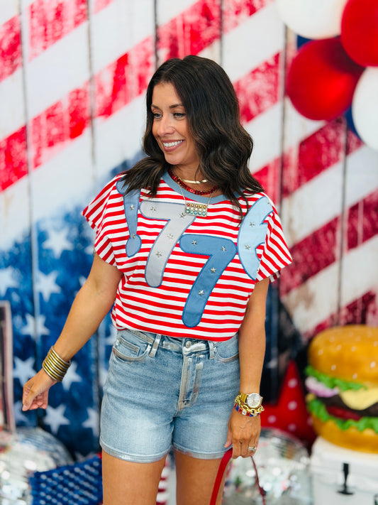 Striped 1776 Star Studded Top (Reg. and Plus)