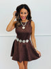 Chestnut Flared Suede Mini Dress (Reg.)