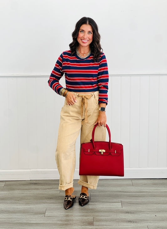 Lt. Mocha Eyelet Thru Belt Barrel Jean (Reg.)