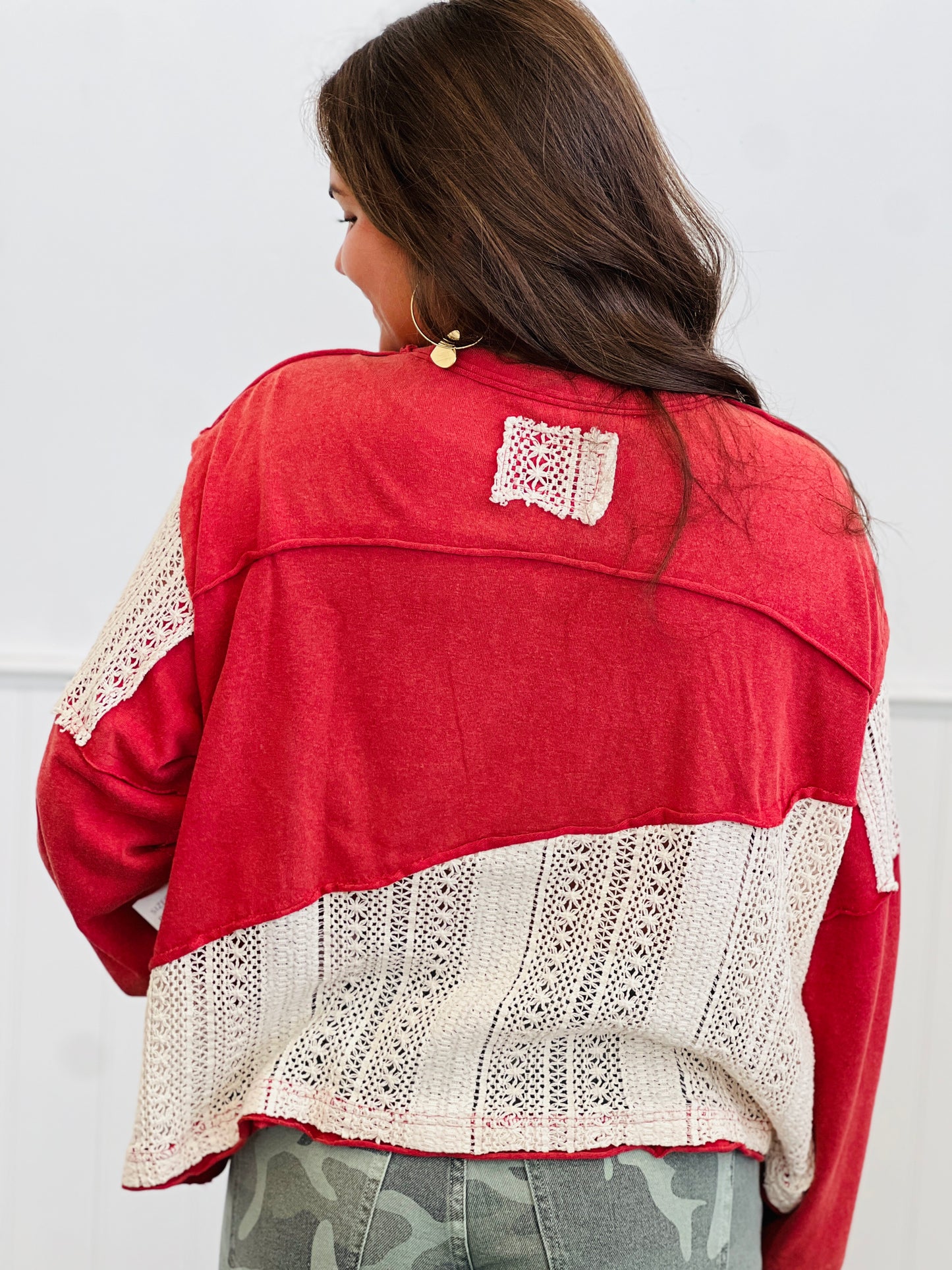 POL Red Peace Patch Long Sleeve Top (Reg.)