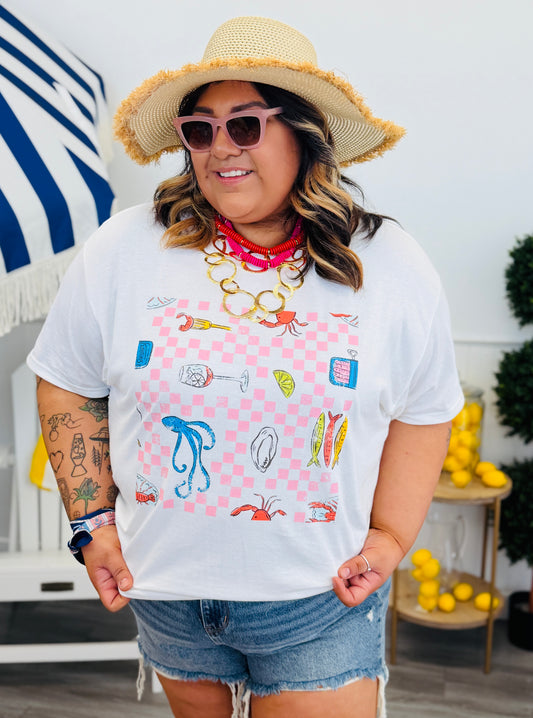Seafood Checkered Tee (Reg. and Plus)