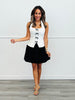 White/Black Illusion Bow Ties Mini Dress (Reg.)