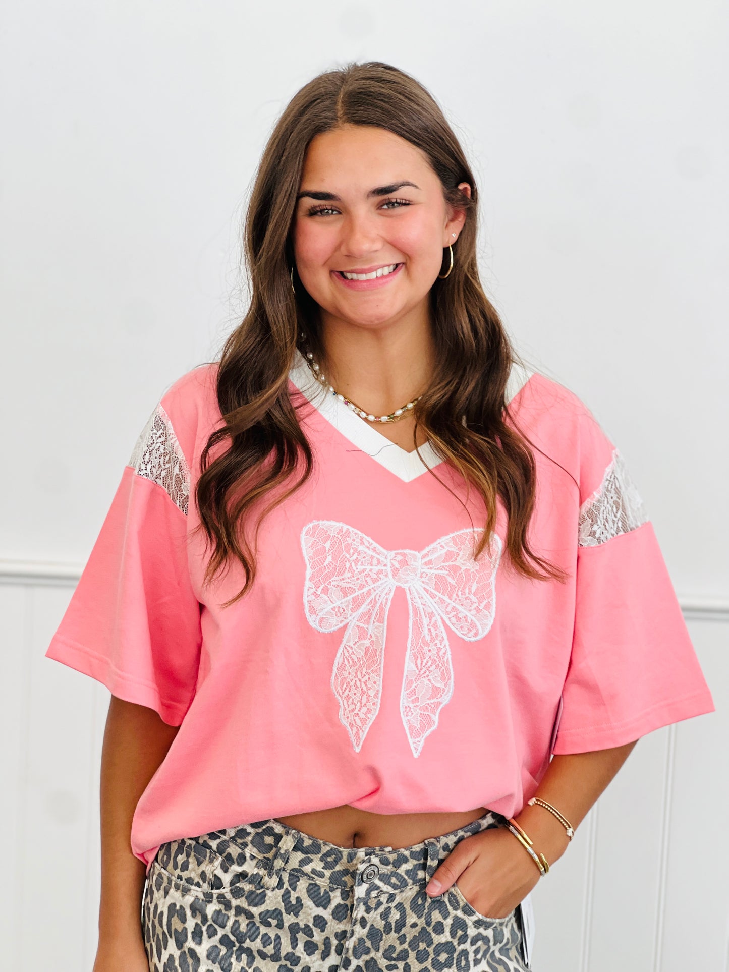 Lace Embroidered Ribbon Patch Top (Reg & Plus)-2 Colors