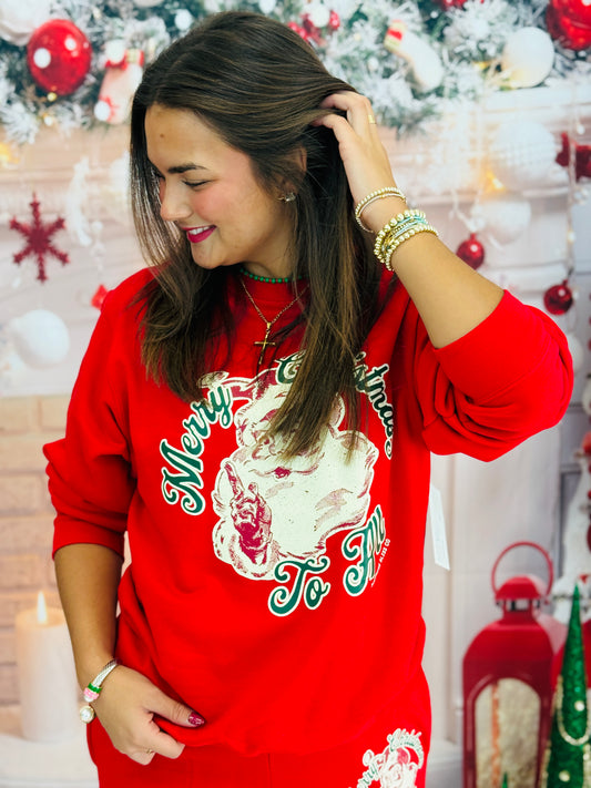 Merry Christmas To All Red Sweatshirt (Reg. and Plus)