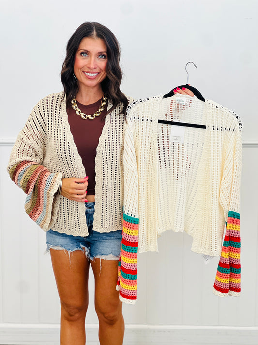 Contrast Stripes Sweater Cardigan (Reg.)-2 Colors