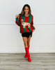 Queen Of Sparkles Green & Red Striped Weenie Dog Sweater (Reg. and Plus)