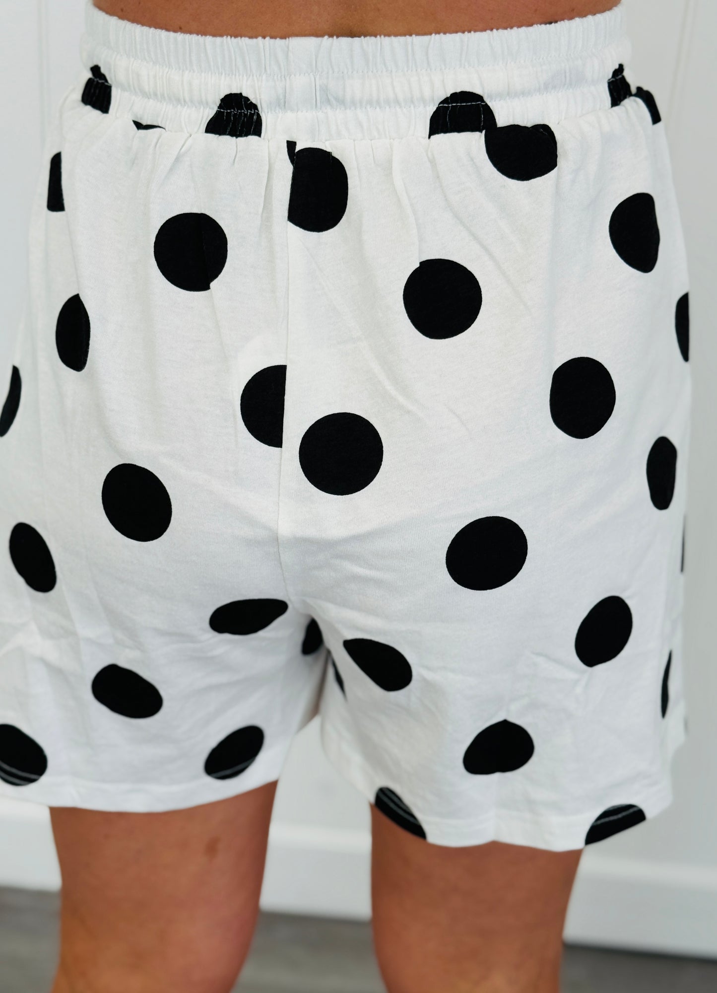 White/Black Polka Dot Top & Shorts Set (Reg & Plus)