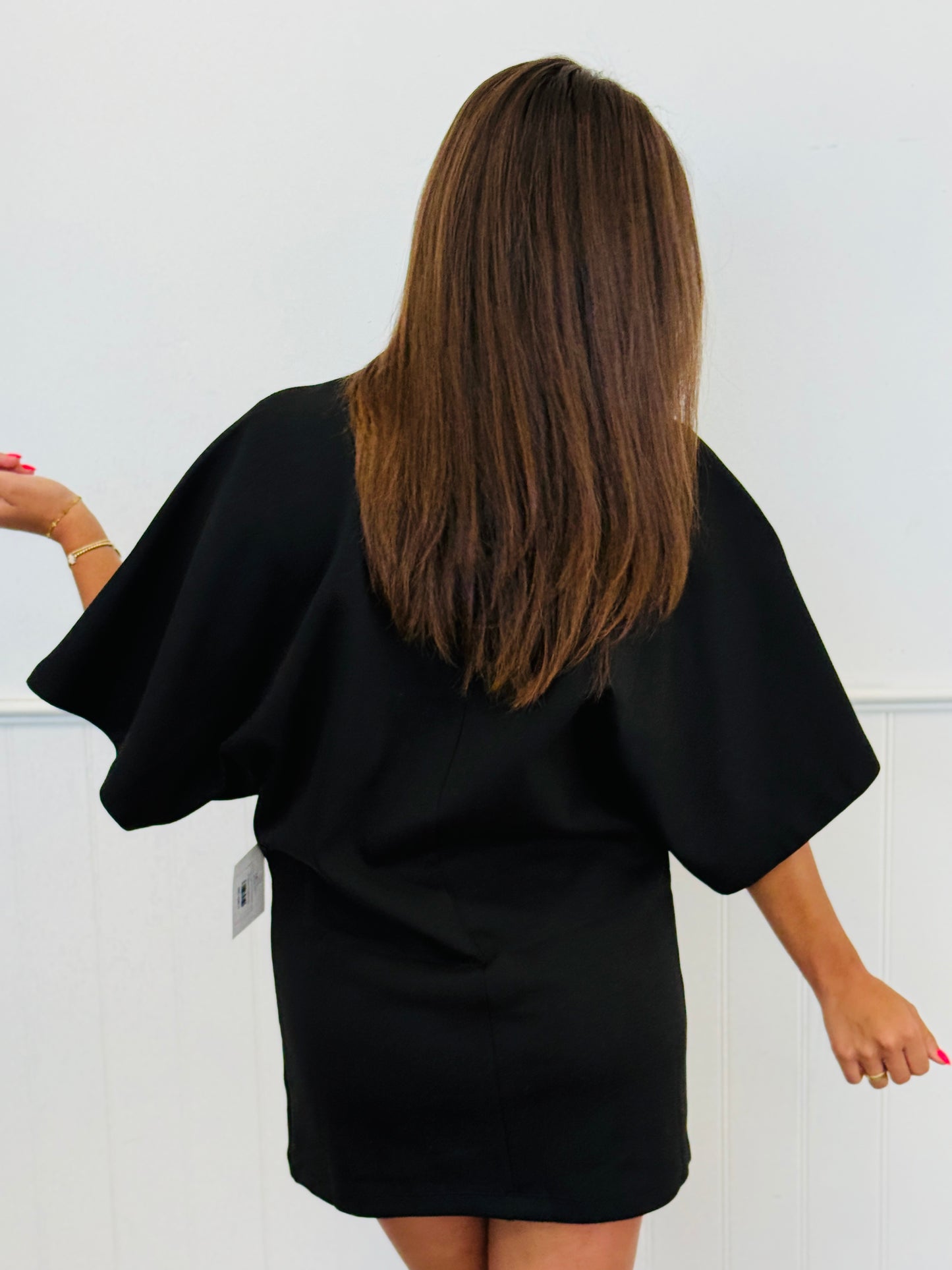 Black Batwing High Neck Mini Dress (Reg)