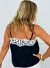 Navy/White Crochet Lace Trim Cami Top (Reg.)