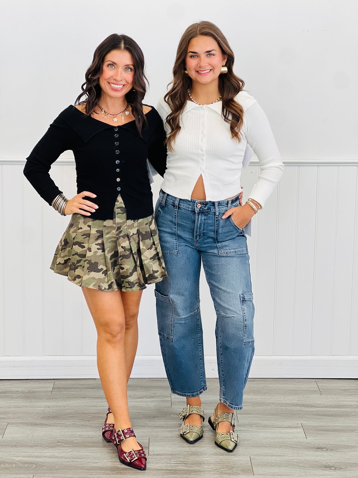 Essential Button Down LS Top (Reg.)-2 Colors