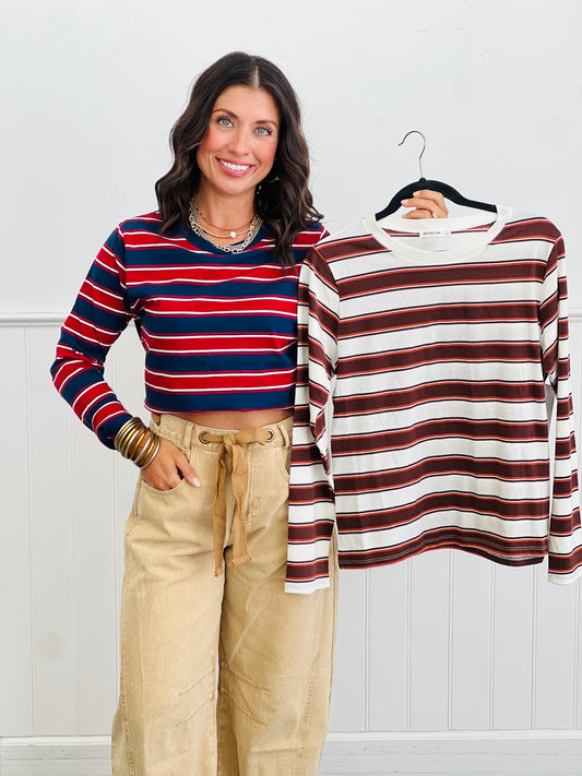 Multi Striped Long Sleeve Top (Reg.) - 4 Colors