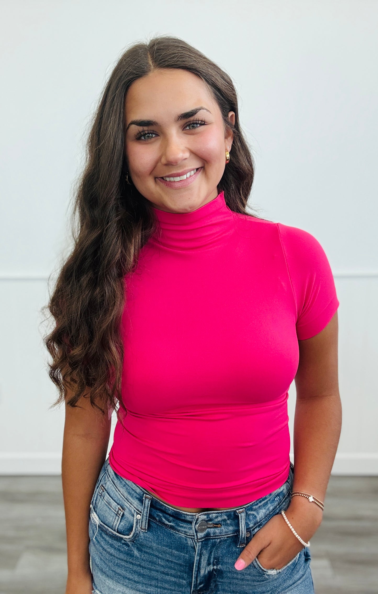 Second Skin Mock Neck Top (One Size)-5 Colors