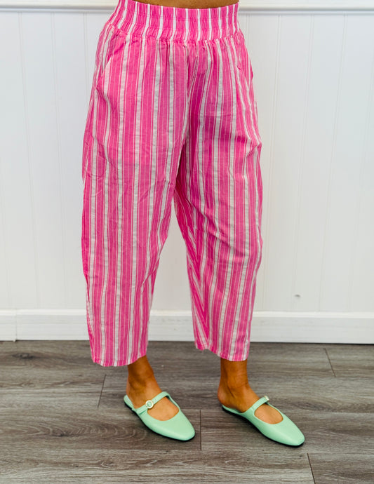 Peony Pink Striped Relaxed Pants (Reg. & Plus)