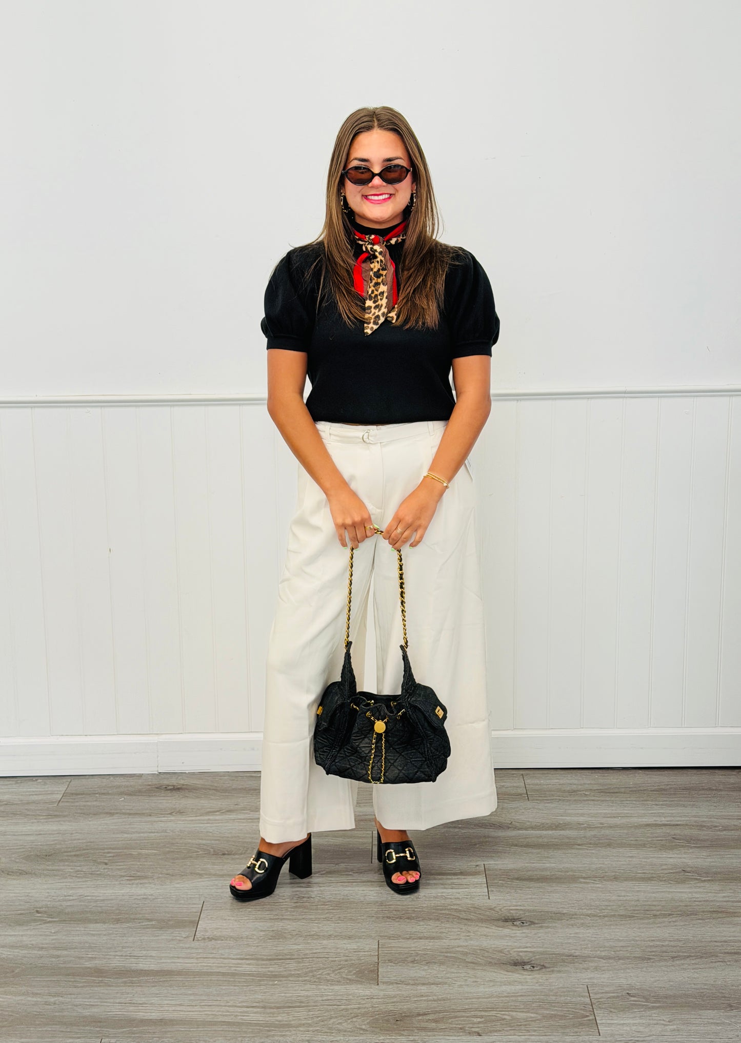 Cream Pleated Wide Leg Pants (Reg. and Plus)
