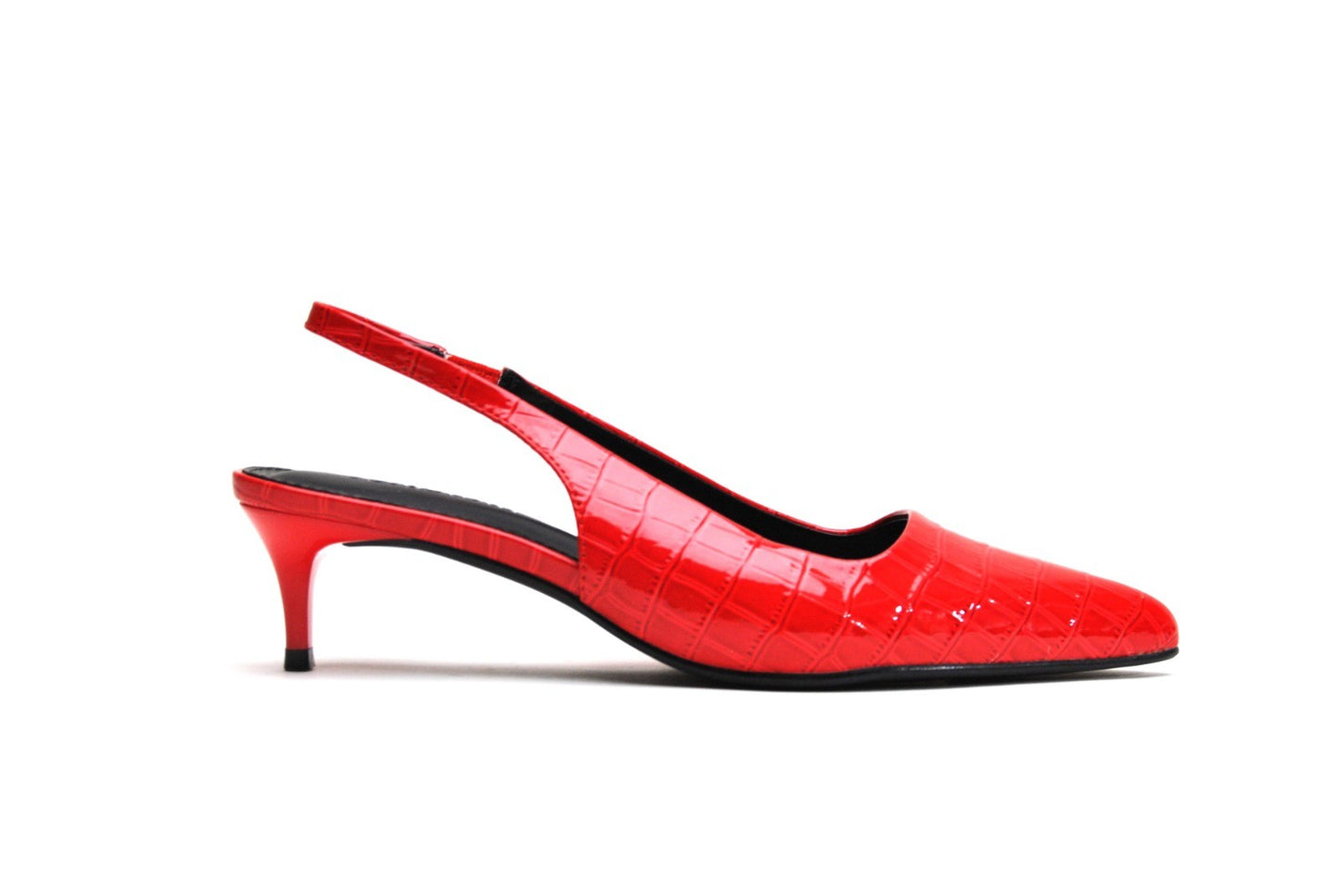 Red Sleek Point Kitten Heels