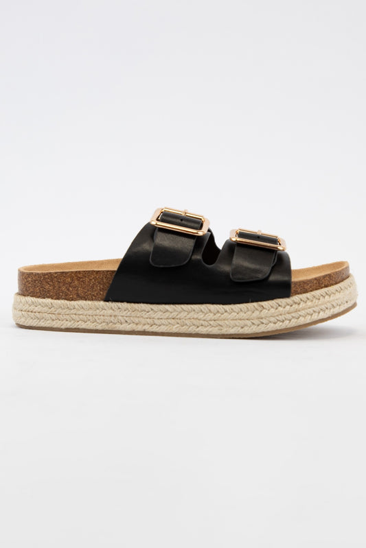 Black Keep Holding On Sandals