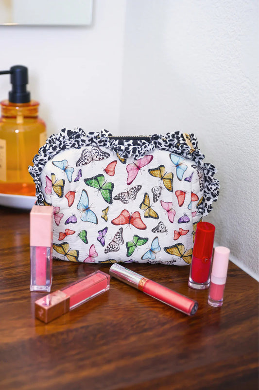 Butterfly Bliss Quilted Ruffle Bag