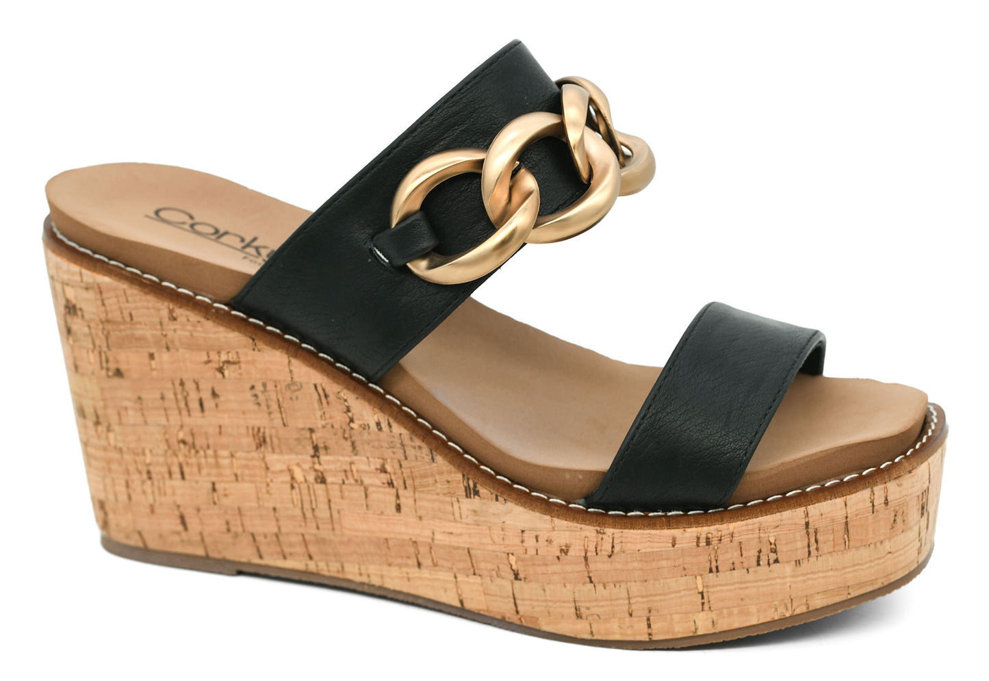 Corkys Black On Vacay Wedge Sandals
