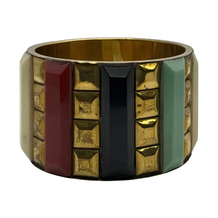 Chunky Multicolor Studded Brass Bangle