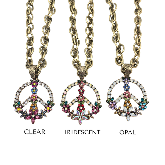 Floral Peace Sign Necklace (3 colors)