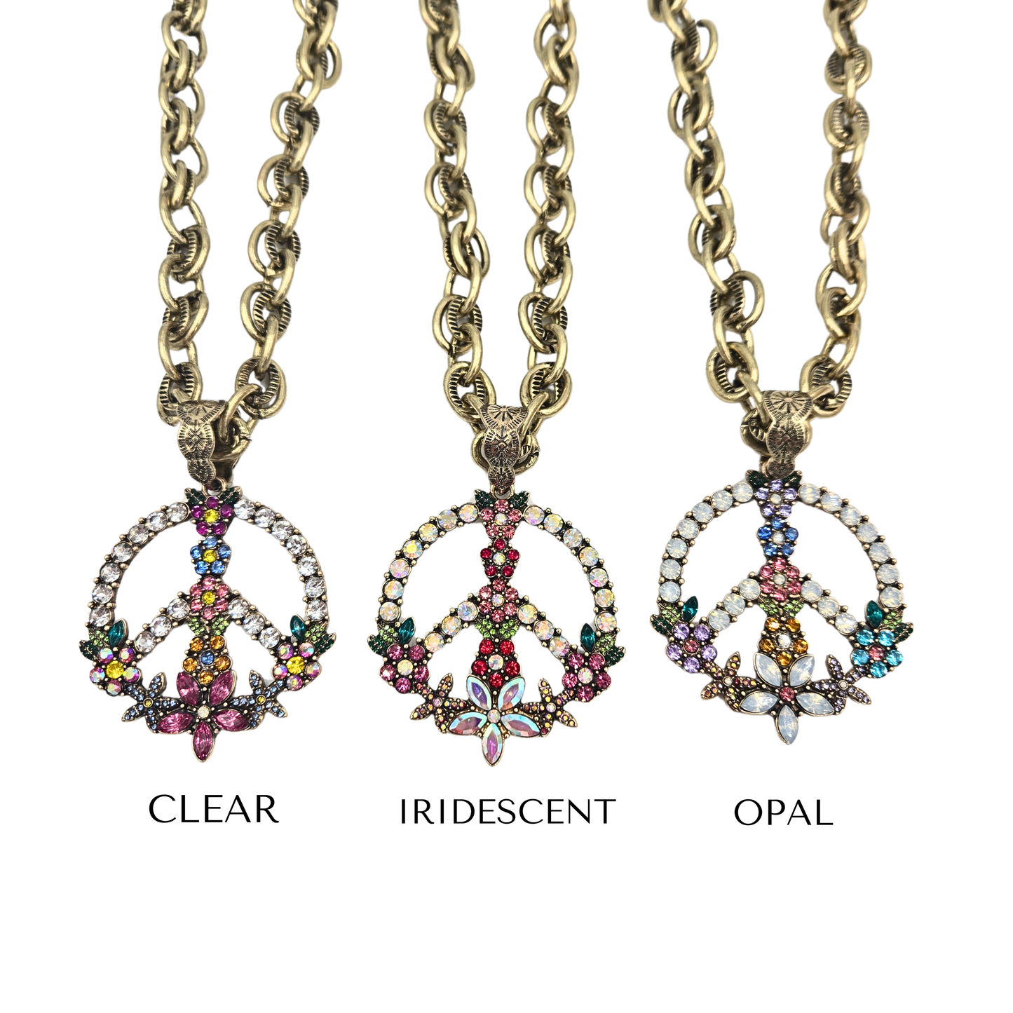Floral Peace Sign Necklace (3 colors)