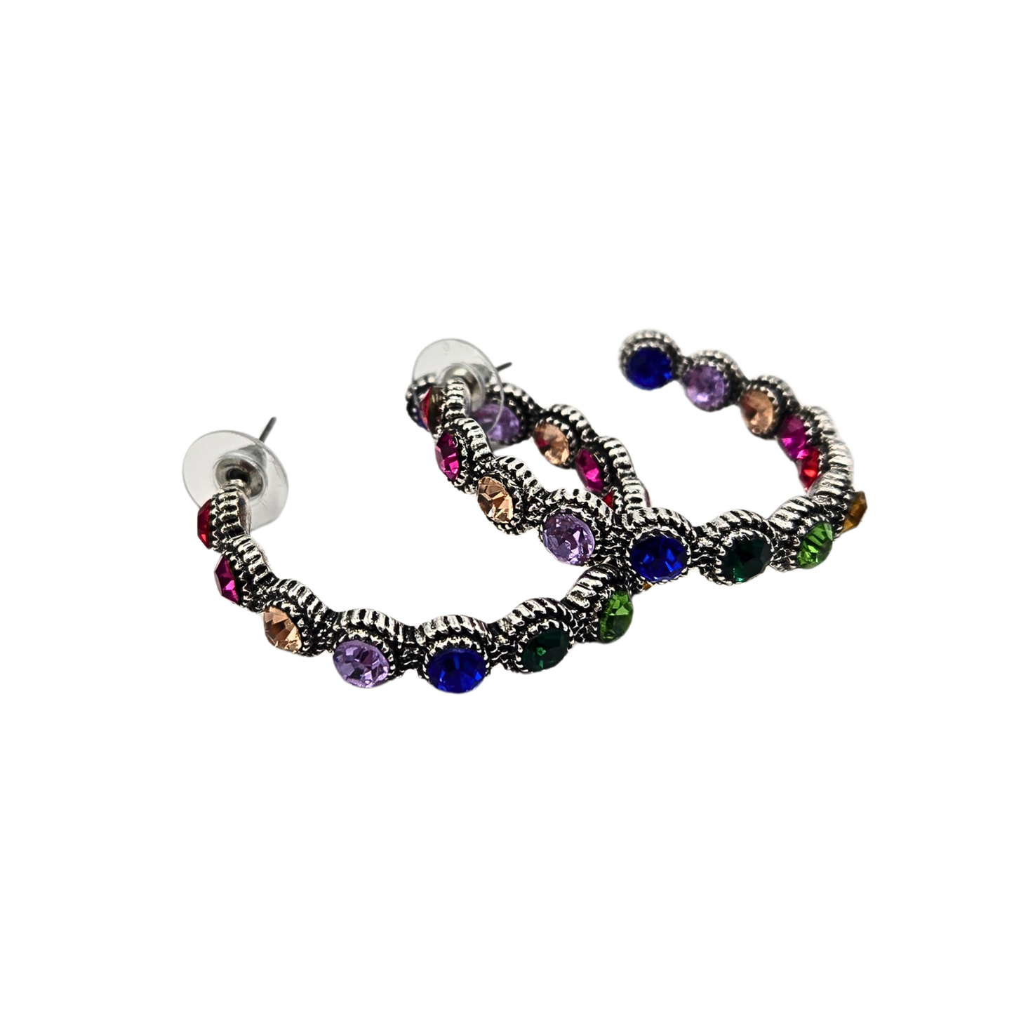 All Around Rainbow Jewel Hoops