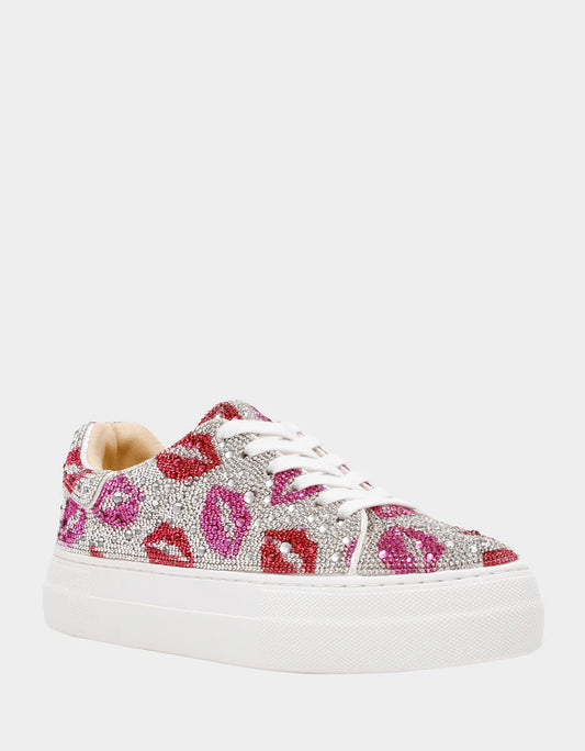 Betsey Johnson Sidny Multi Lips Rhinestone Sneakers